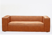 Canapé Hazou marron clair 3 places - design chic et contemporain avec manchettes généreuses_1