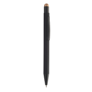 Stylo à bille stylet en aluminium - Finition caoutchoutée - Gravure colorée - Encre bleue_1
