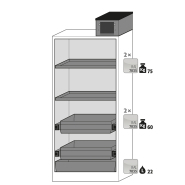 Armoire de sécurité Q-PEGASUS-90 - Modèle Q90.195.090.WDAC - Réf 30042-046-90004 - Type 90 avec portes battantes et norme NF EN 14470-1_1
