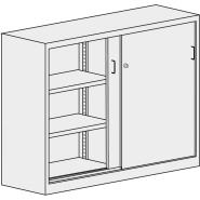 Armoire à portes coulissantes avec tablettes - Version basse ou haute - 17 coloris au choix_1