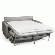Canapé convertible scandinave 140cm - Matelas 16cm - Système express - Sommier à lattes Renatonisi - Tweed gris silver_1