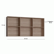 Surmeuble lit escamotable VERTIGO 90 x 200 cm - Mélamine chêne naturel - 6 niches fixes_1