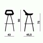 Tabouret de Bar avec repose pieds COSMO - Offisit - Anthracite_1