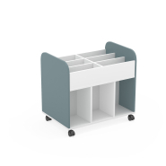 Armoire scolaire Dan - chariot bibliothèque pour livres ou jeux éducatifs, roues et freins_1