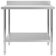 Vidaxl table de travail de cuisine avec dosseret 100x60x93 cm inox 51189_1