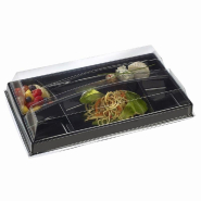 Plateau repas Eco Design 5 comp. Fond+couvercle rPET 37,5x21x3cm noir - par 100_1