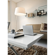 Table basse relevable et extensible MAGIC-J - Laquée blanche - Piétement chromé - Réglable en 7 hauteurs - Plateau 75x150cm_1