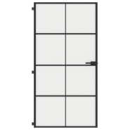 Vidaxl porte intérieure mince noir verre trempé aluminium 155131_1
