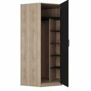 Armoire d'angle dressing KEY - Chêne - 1 porte noir mat - 100 x 100 cm - Style industriel_1