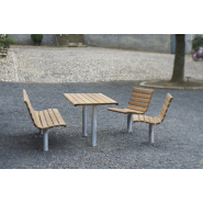 Banc public Sofiero réf 8037022 - Hags - brun/galvanisé avec scellement béton_1