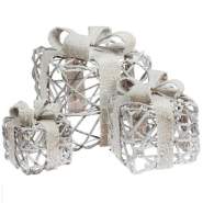 Cadeaux lumineux enneigés 45 leds blanc chaud 28x32+23x25+18x19cm - par 3_1