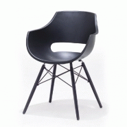 Lot de 4 chaises scandinaves REMO - Coque noire - Piétement en hêtre laqué noir mat_1