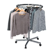 Portant rond chromé Ø80cm sur roulettes - Hauteur réglable de 110 à 180cm - Très solide pour vêtements lourds_1
