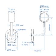 Support de rampe mural inox sans perçage_1