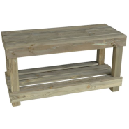 Table Bioetal deux Niveaux - Largeur 1200mm, Profondeur 50mm, Hauteur 730mm avec roulettes et fourreaux, En sapin massif, Rendu bois étuvé, Fabrication Française_1