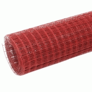 Vidaxl grillage acier avec revêtement en pvc 25x0,5 m rouge 143674_1