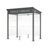 Abri fumeurs MILAN - Structure en acier, bardage en verre sécurisé - 2500 ou 5000 mm_1