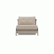 Innovation Living - Fauteuil convertible design Cubed 02 Chrome Blida Sand Grey - Lit 90x200 cm_1