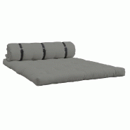 Canapé futon convertible Buckle-Up Sofa - Standard, couleur gris, matelas épais 140x200 cm_1