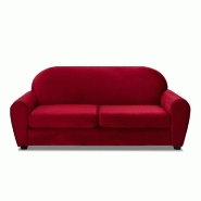 Canapé fixe club 3 places en velours rouge - design vintage anglais - fabrication italienne_1