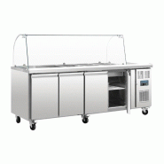 Comptoir de préparation réfrigéré GN avec pare-haleine Série U 4 portes CT395 Polar_1
