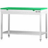 Table inox de découpe avec plan vert - Profondeur 600 mm | Ggm - 1000_1