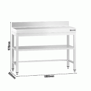 Table Inox de travail Premium avec Dosseret et Étagère - Profondeur 800 mm - 1000_1