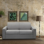 Canapé convertible gris clair avec ouverture rapide et matelas intégré