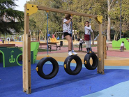 Circuit d'équilibre enfant - Passages Pneus - 3,16 x 0,27 x 2,25 m - Bois traité en autoclave classe IV_1