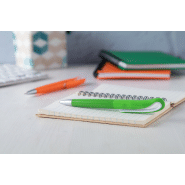 Stylo à bille Trendy - plastique poli vert citron - embout argenté - encre bleue_1