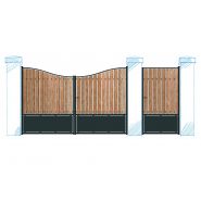 Portail coulissant Cuba - Lattes Méranti - Soubassement en tôle - Traitements anti-corrosion_1