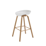 Tabouret de bureau haut JARED neuf - assise polypropylène blanc et structure métal imitation bois_1