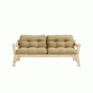 Banquette convertible futon STEP en pin massif - Coloris beige blé - Couchage 70x200 cm_1
