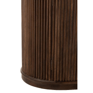 Buffet bas RAYI 2 portes en bois de manguier brun foncé - Design ovale et finition striée_1