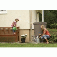 Récupérateur d'eau aérien GARANTIA - Cylindrique taupe - 300L avec couvercle et robinet PE_1