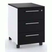 Caisson mobile 3 tiroirs blanc bicolore - Ofitres - Blanc pastel, Noir mat - L5886_1