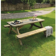 Table pique-nique robuste - 6 personnes - pré-montée - idéale pour espaces publics_1