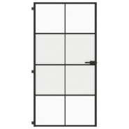 Vidaxl porte intérieure mince noir verre trempé aluminium 155130_1