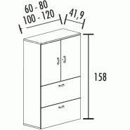 Armoire de rangement 2 portes ouverture 110° et 270° - 2 tiroirs dossiers suspendus - haut. 158 cm So Madrid_1