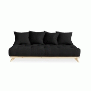 Canapé convertible futon Senza - Pin naturel - Gris foncé - Couchage 90 x 200 cm - KARUP_1