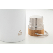 Gourde isotherme à double paroi - Acier inoxydable recyclé - Couvercle en bambou - 500 ml - Couleur blanc_1