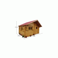 Chalet en bois plain-pied / madrier 60 mm / 26.58 m² / toit double pente_1