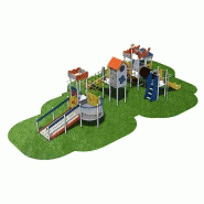 Structure de jeux 5 tours avec rampe d'accès - Gamme Châteaufort CH41201I - Âge minimum 2 ans, capacité 45 enfants_1