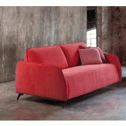 Canapé fixe CARMINE 3 places - tissu Maracaibo fraise - pieds Liberty acier brun - design italien_1