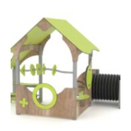 Kabana avec tunnel - Cabane de jeu pour enfants - Référence 1kac0018 - Ossature inox et habillage HPL_1