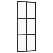 Vidaxl porte coulissante verre esg et aluminium 76x205 cm noir 151011_1