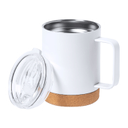 Mug thermos isotherme en acier inoxydable - 330 ml avec couvercle et base en liège naturel_1