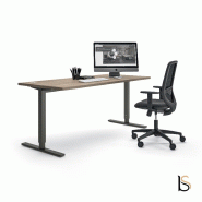 Bureau individuel Idea Tube réglable en hauteur - Quadrifoglio - 120, Anthracite, Orme blanchi_1