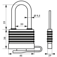 Cadenas à clé Slice à lamelles 40 mm - Anse demi-haute gainée PVC - Couleurs assorties - Marque Thirard - Réf. 00000911_1
