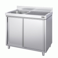 Plonge inox 1 bac et égouttoir sur placard - P 700 mm - 1400 mm bac à gauche_1